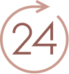 Icon of 24 to indicate customer service support line is there every step of the way